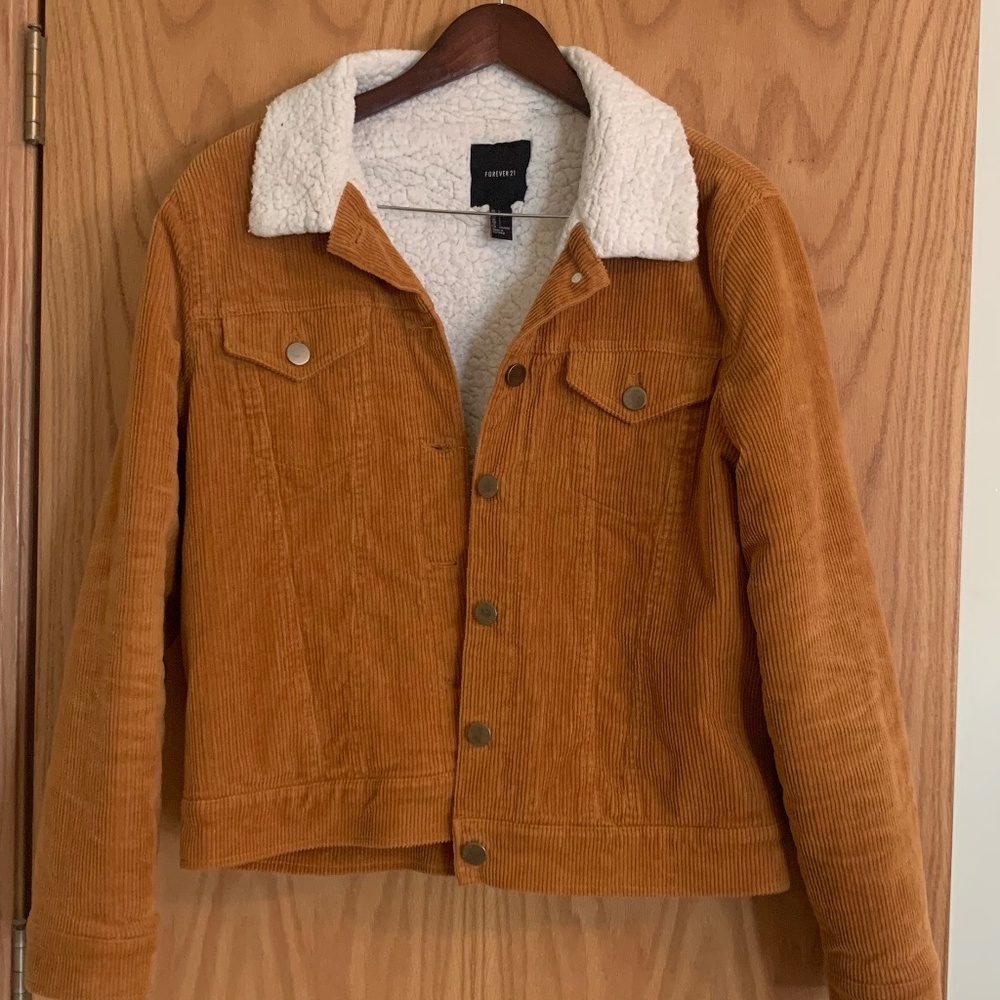 Forever 21 Brown/Orange Corduroy Jacket (Large)